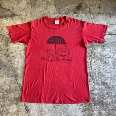 画像1: 80's FRONT PRINTED DESIGN COLOR S/S TEE / Ladies L / MADE IN USA (1)