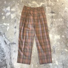 画像1: ALL OVER CHECK PATTERN WIDE SILHOUETTE SLACKS / W31 (1)