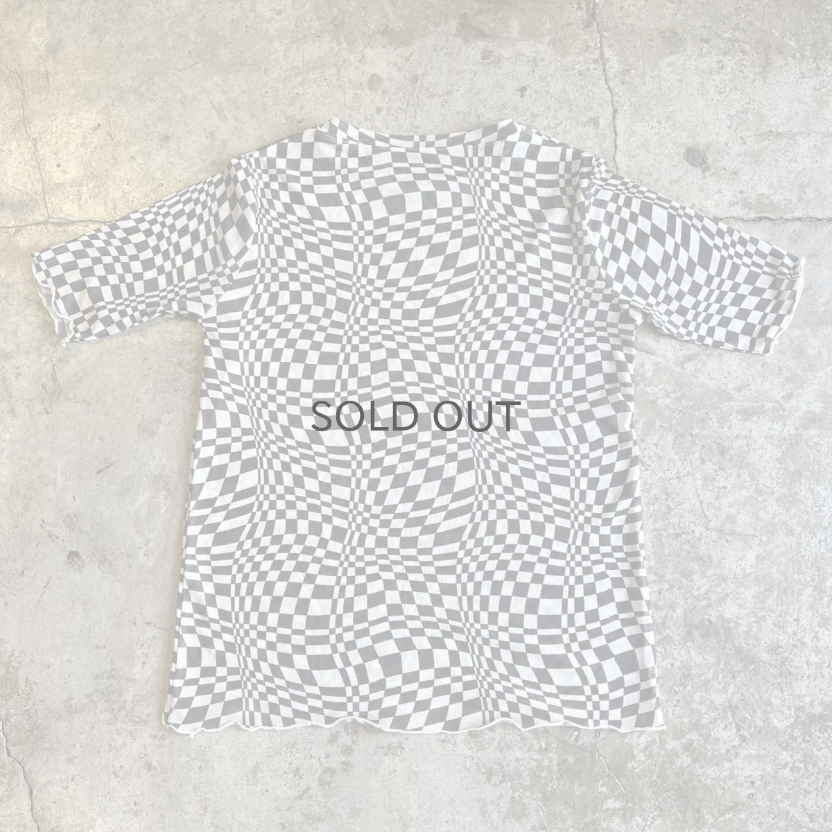 画像2: MONOCHROME CHECKER PATTERN TULLE S/S TOPS / Ladies M (2)