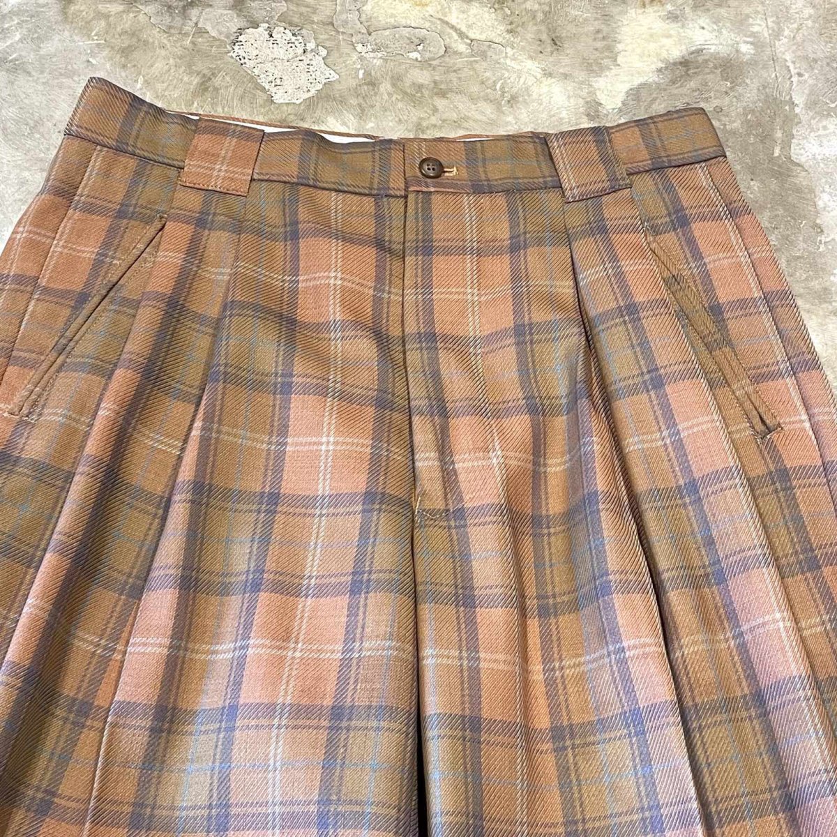 画像10: ALL OVER CHECK PATTERN WIDE SILHOUETTE SLACKS / W31 (10)