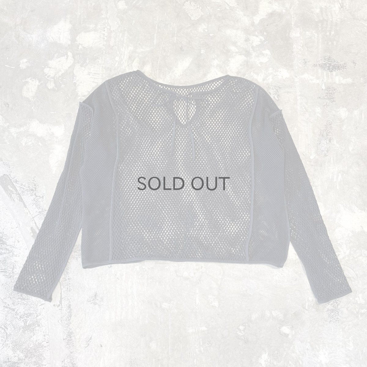 画像1: BLACK COLOR RIBBON MESH L/S TOPS / Mens XL (1)