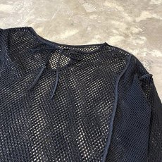 画像4: BLACK COLOR RIBBON MESH L/S TOPS / Mens XL (4)