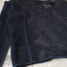 画像5: BLACK COLOR RIBBON MESH L/S TOPS / Mens XL (5)