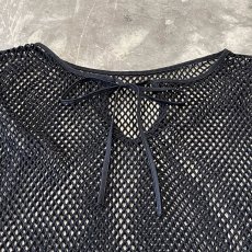 画像10: BLACK COLOR RIBBON MESH L/S TOPS / Mens XL (10)