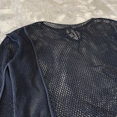 画像9: BLACK COLOR RIBBON MESH L/S TOPS / Mens XL (9)