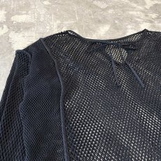 画像3: BLACK COLOR RIBBON MESH L/S TOPS / Mens XL (3)