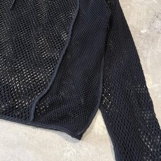 画像6: BLACK COLOR RIBBON MESH L/S TOPS / Mens XL (6)