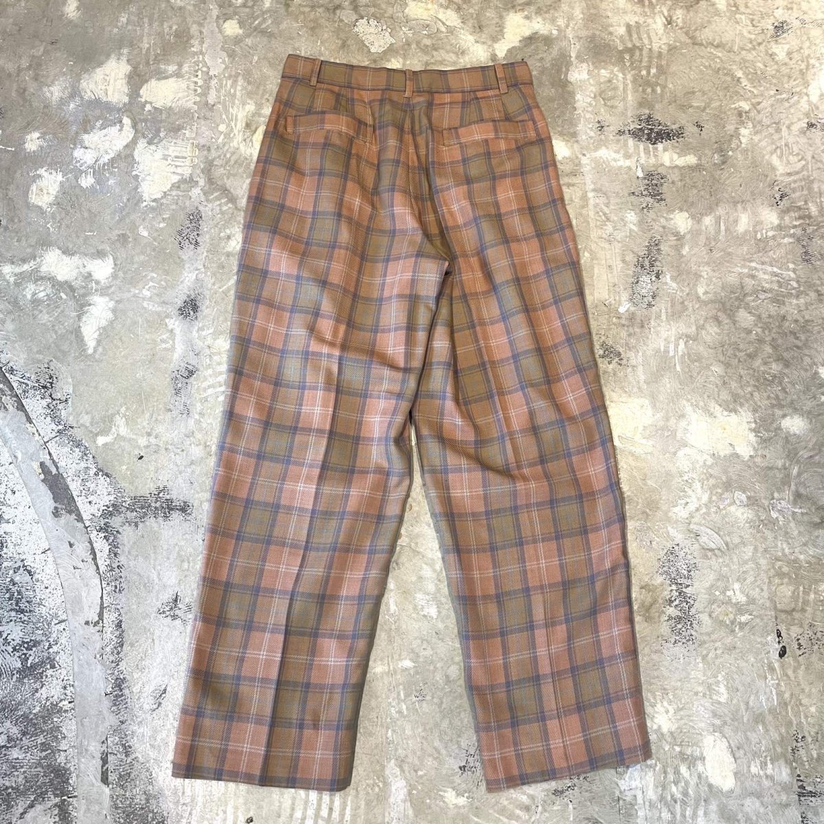 画像2: ALL OVER CHECK PATTERN WIDE SILHOUETTE SLACKS / W31 (2)