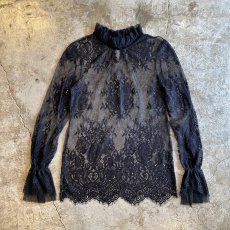 画像1: FLORAL PATTERN MESH LACE DESIGN BLOUSE / Ladies M (1)