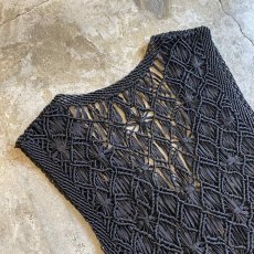 画像10: CHINA BUTTON CROCHET DESIGN BLACK COLOR VEST / Ladies M (10)