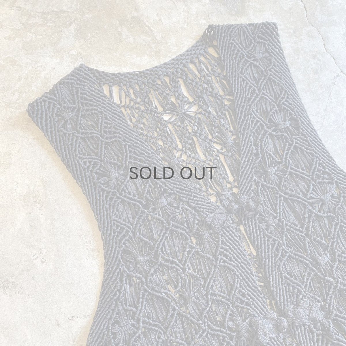 画像3: CHINA BUTTON CROCHET DESIGN BLACK COLOR VEST / Ladies M (3)