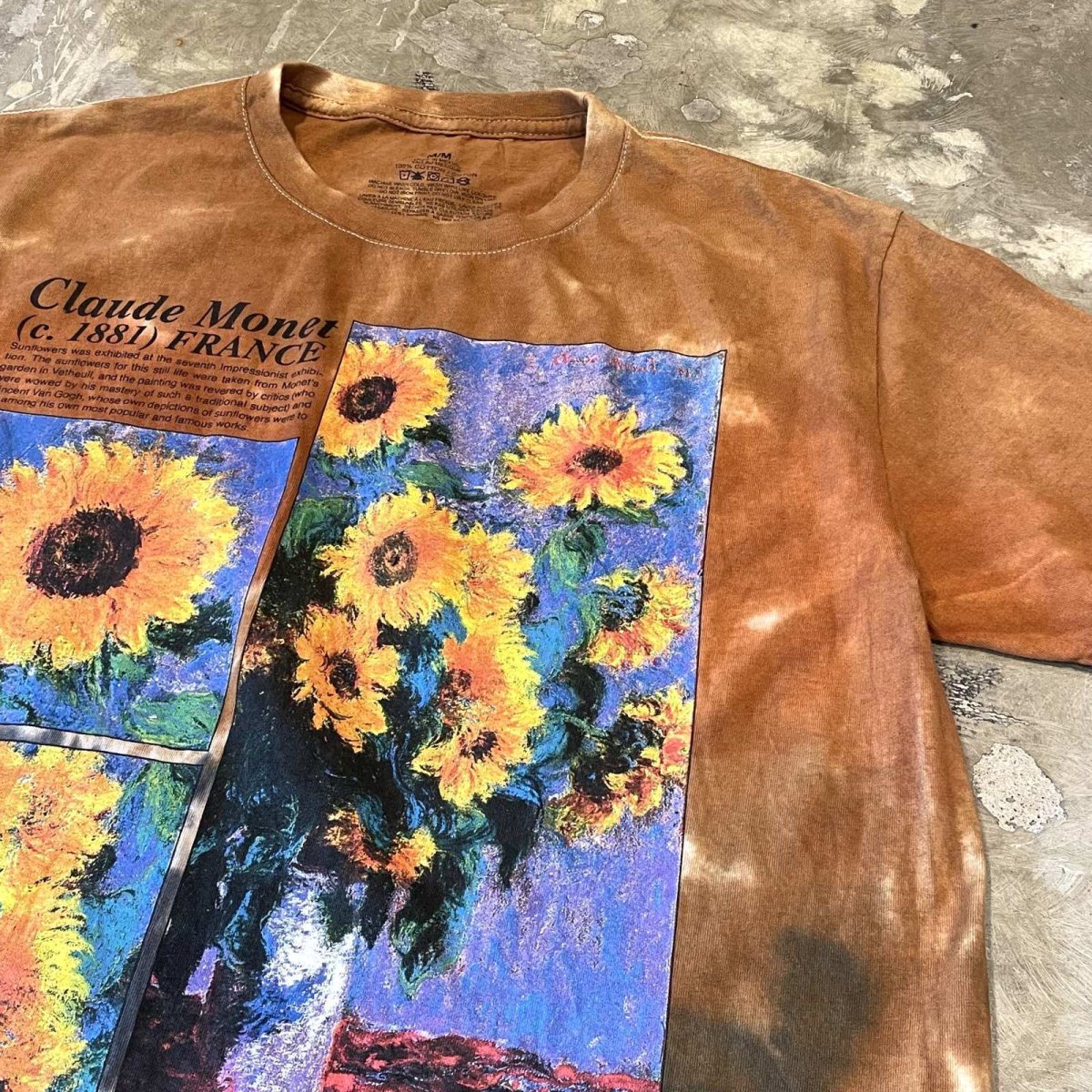 画像4: "CLAUDE MONET" SUNFLOWER PRINTED TIE DYE S/S TEE / Mens M (4)
