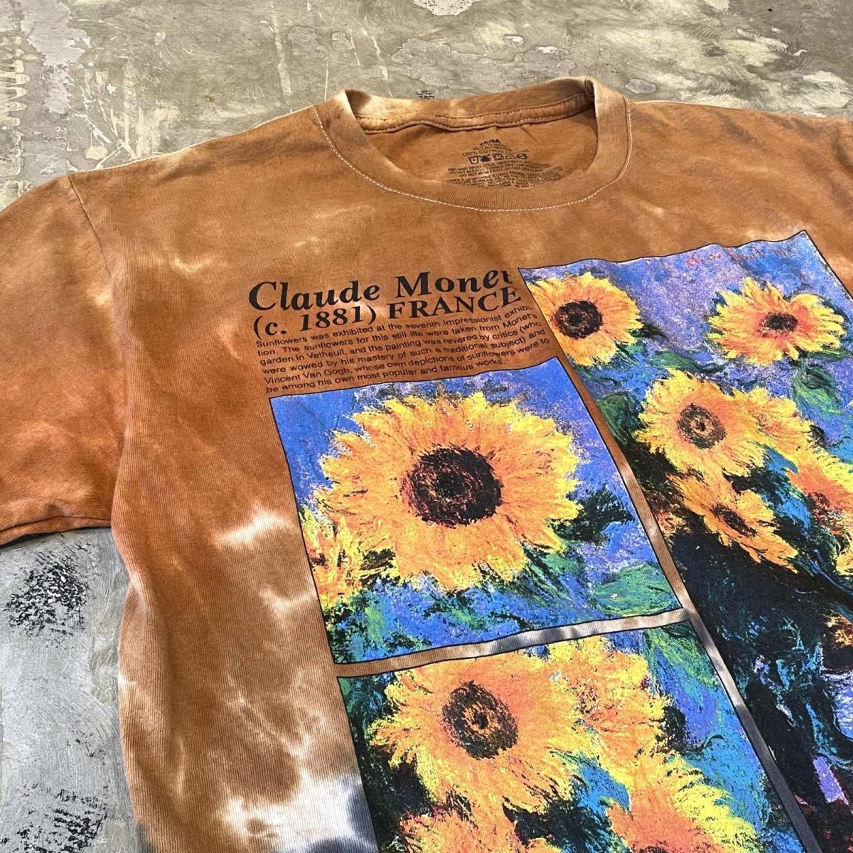 画像3: "CLAUDE MONET" SUNFLOWER PRINTED TIE DYE S/S TEE / Mens M (3)