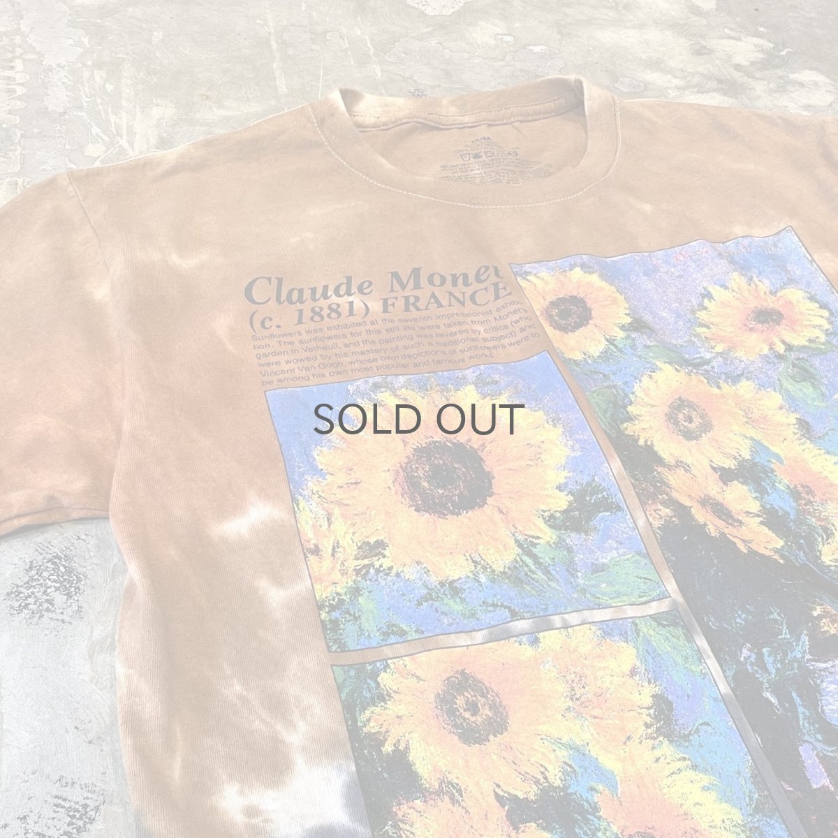 画像3: "CLAUDE MONET" SUNFLOWER PRINTED TIE DYE S/S TEE / Mens M (3)