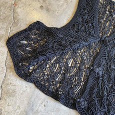 画像11: CHINA BUTTON CROCHET DESIGN BLACK COLOR VEST / Ladies M (11)