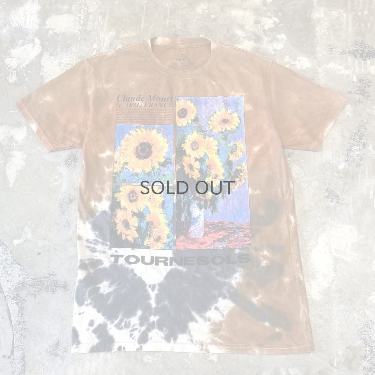 画像1: "CLAUDE MONET" SUNFLOWER PRINTED TIE DYE S/S TEE / Mens M (1)