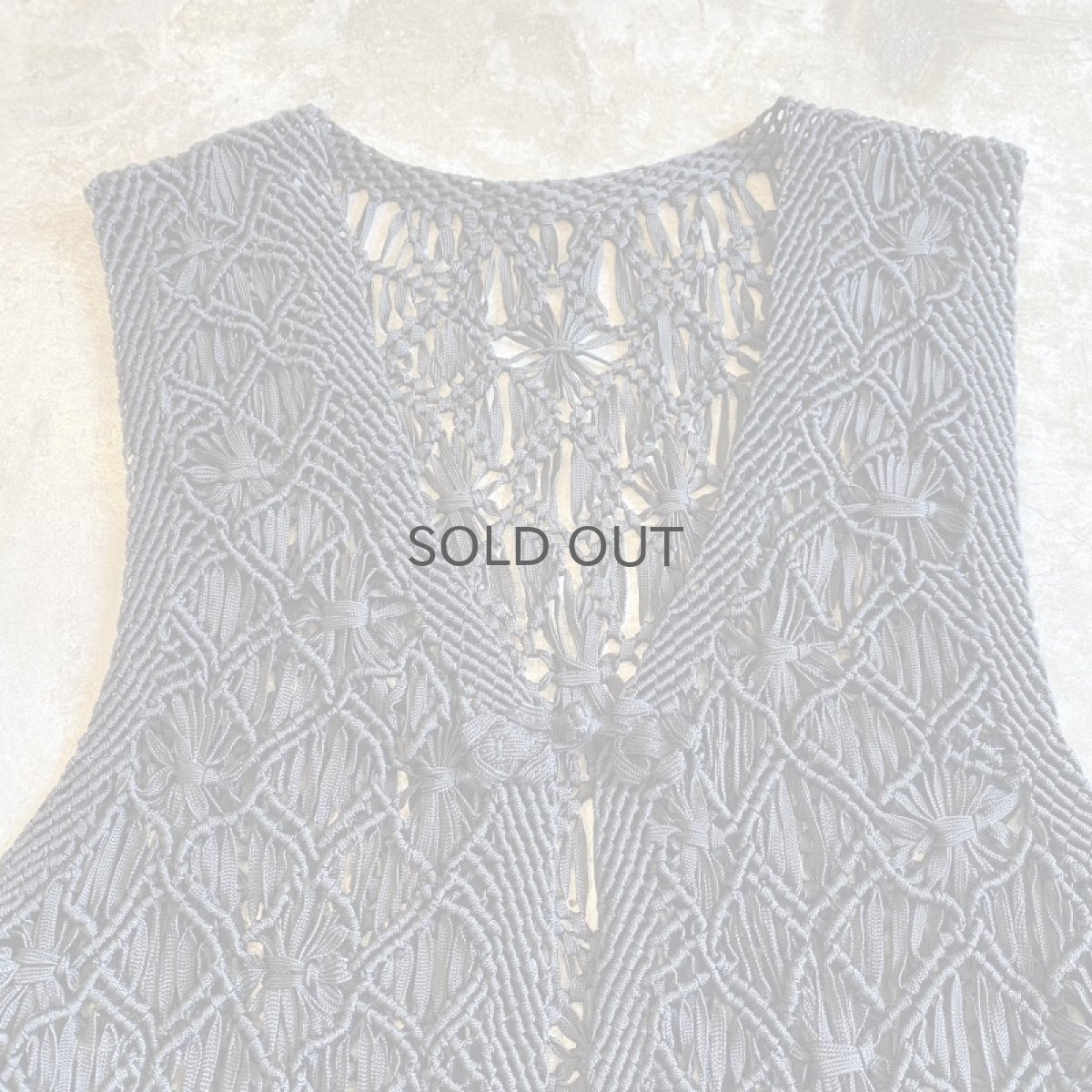 画像4: CHINA BUTTON CROCHET DESIGN BLACK COLOR VEST / Ladies M (4)