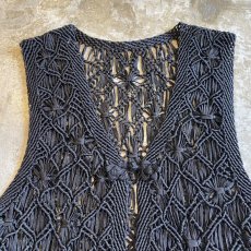 画像4: CHINA BUTTON CROCHET DESIGN BLACK COLOR VEST / Ladies M (4)