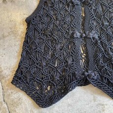 画像5: CHINA BUTTON CROCHET DESIGN BLACK COLOR VEST / Ladies M (5)