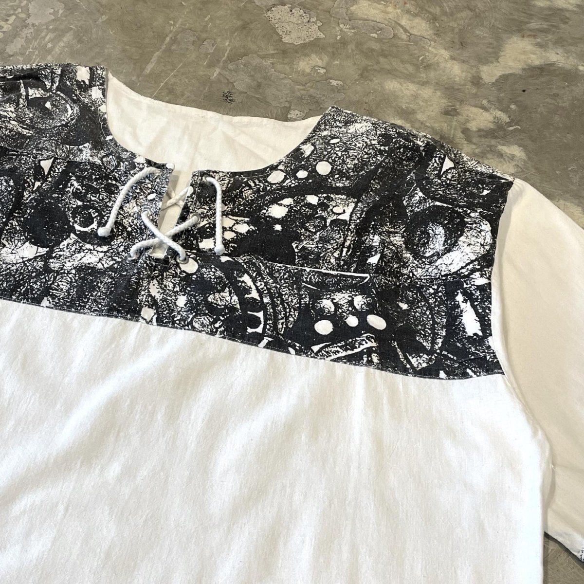 画像4: PATTERN SWITCHED LACE UP S/S TOPS / Mens XL (4)