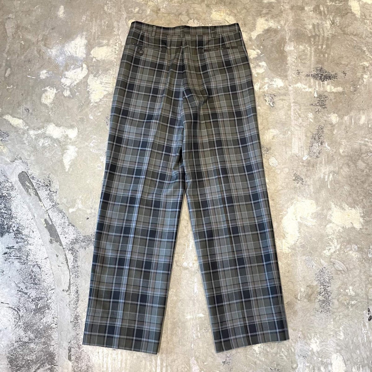 画像2: ALL OVER CHECK PATTERN STRAIGHT SILHOUETTE SLACKS / W31 (2)