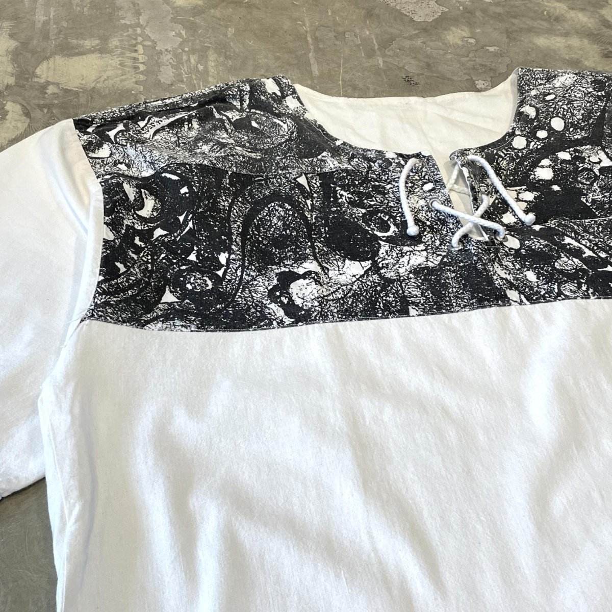 画像3: PATTERN SWITCHED LACE UP S/S TOPS / Mens XL (3)