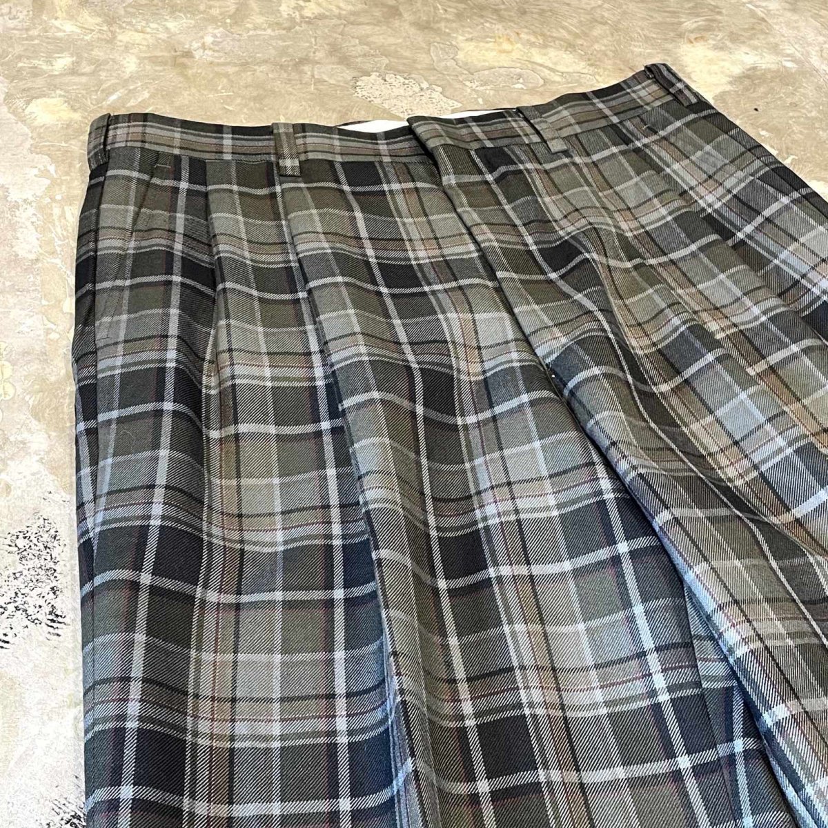 画像3: ALL OVER CHECK PATTERN STRAIGHT SILHOUETTE SLACKS / W31 (3)