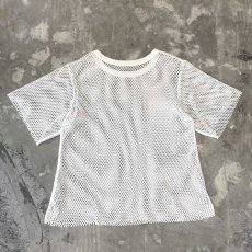 画像2: WHITE COLOR MESH DESIGN S/S TEE / Mens L (2)