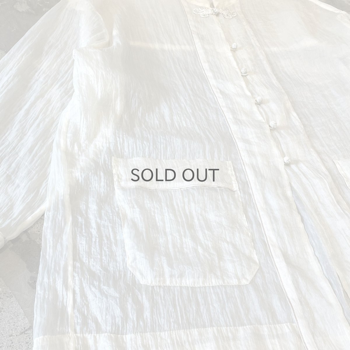 画像5: CHINA BUTTON STAND COLLAR SHEER L/S SHIRT / Mens L (5)