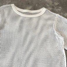 画像4: WHITE COLOR MESH DESIGN S/S TEE / Mens L (4)