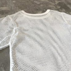 画像9: WHITE COLOR MESH DESIGN S/S TEE / Mens L (9)