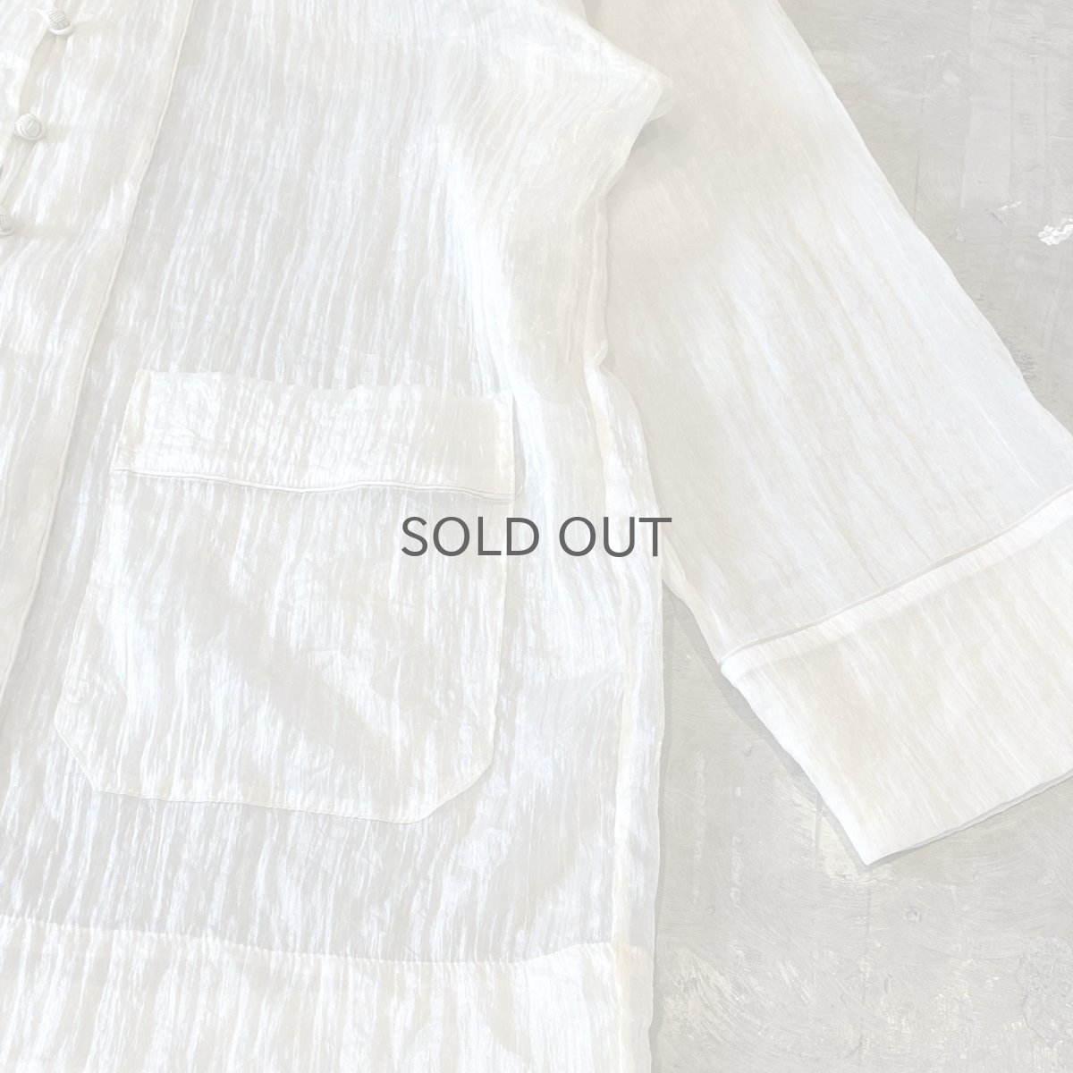 画像6: CHINA BUTTON STAND COLLAR SHEER L/S SHIRT / Mens L (6)