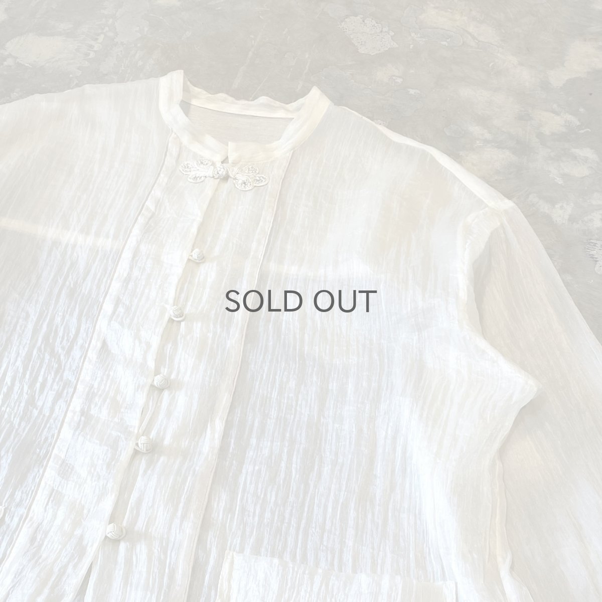 画像4: CHINA BUTTON STAND COLLAR SHEER L/S SHIRT / Mens L (4)