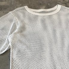 画像3: WHITE COLOR MESH DESIGN S/S TEE / Mens L (3)