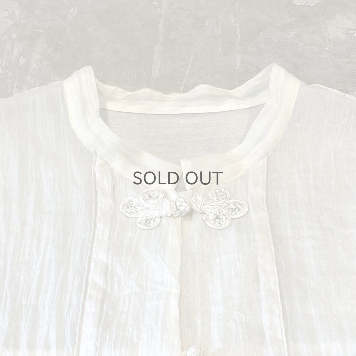 画像10: CHINA BUTTON STAND COLLAR SHEER L/S SHIRT / Mens L (10)