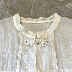 画像10: CHINA BUTTON STAND COLLAR SHEER L/S SHIRT / Mens L (10)