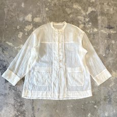 画像1: CHINA BUTTON STAND COLLAR SHEER L/S SHIRT / Mens L (1)