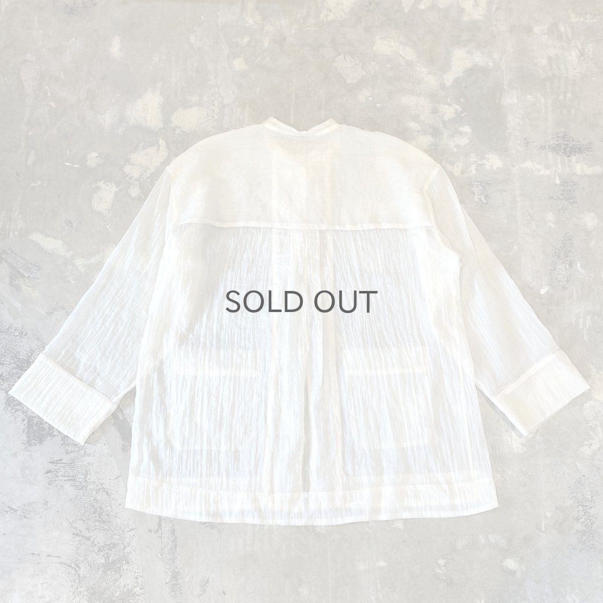 画像2: CHINA BUTTON STAND COLLAR SHEER L/S SHIRT / Mens L (2)