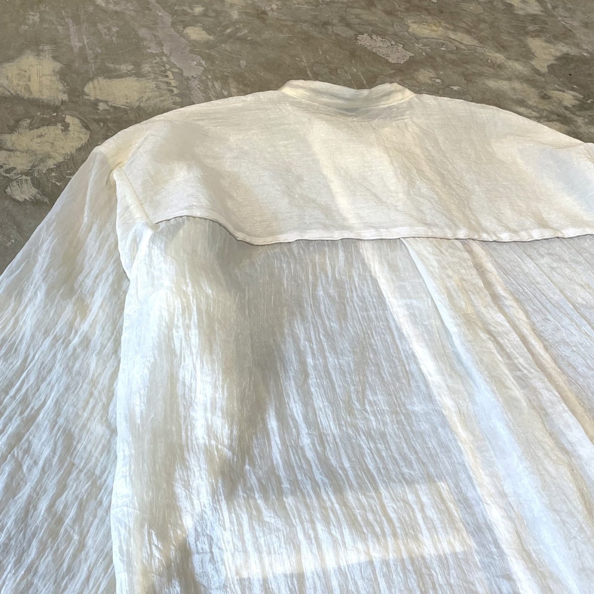 画像9: CHINA BUTTON STAND COLLAR SHEER L/S SHIRT / Mens L (9)