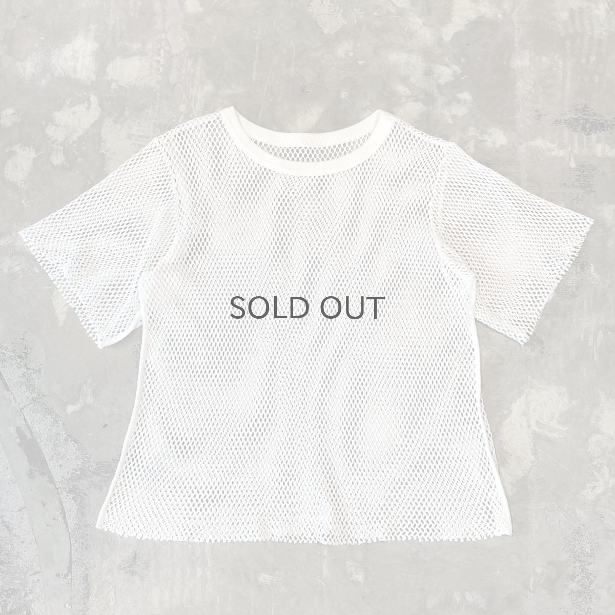 画像1: WHITE COLOR MESH DESIGN S/S TEE / Mens L (1)