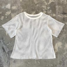 画像1: WHITE COLOR MESH DESIGN S/S TEE / Mens L (1)