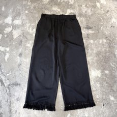 画像1: BLACK COLOR DOWN FRINGES WIDE SILHOUETTE PANTS / W30~ (1)