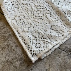 画像3: PUNCHING LACE PATCHWORK DESIGN HALF ZIP UP S/S POLO TOPS / Ladies L (3)