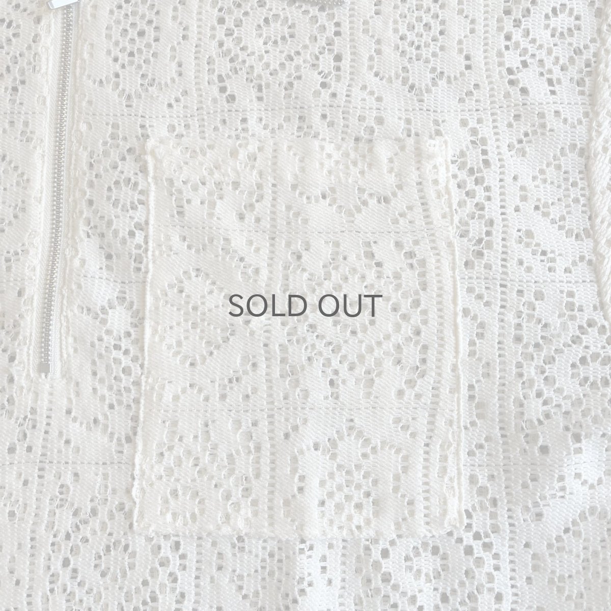 画像10: PUNCHING LACE PATCHWORK DESIGN HALF ZIP UP S/S POLO TOPS / Ladies L (10)