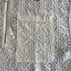 画像10: PUNCHING LACE PATCHWORK DESIGN HALF ZIP UP S/S POLO TOPS / Ladies L (10)