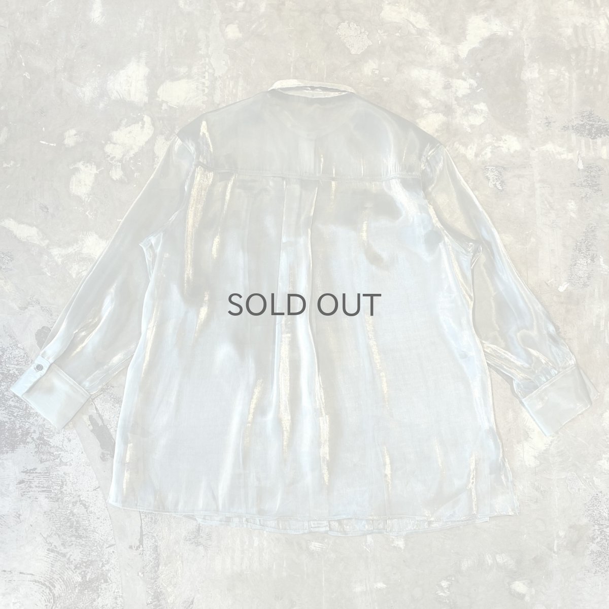 画像2: LUSTER GREEN COLOR DEFORMATION SHEER L/S SHIRT / Mens L (2)