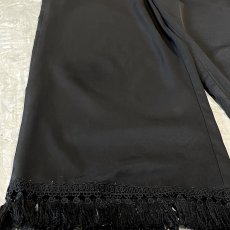 画像7: BLACK COLOR DOWN FRINGES WIDE SILHOUETTE PANTS / W30~ (7)