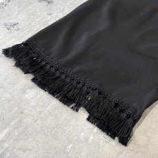 画像8: BLACK COLOR DOWN FRINGES WIDE SILHOUETTE PANTS / W30~ (8)