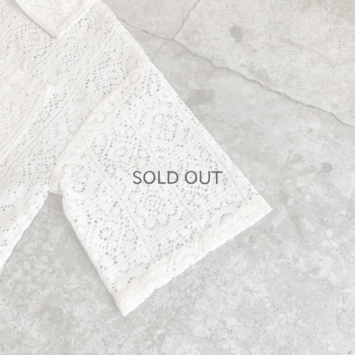 画像7: PUNCHING LACE PATCHWORK DESIGN HALF ZIP UP S/S POLO TOPS / Ladies L (7)