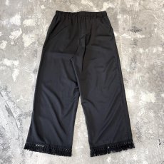 画像2: BLACK COLOR DOWN FRINGES WIDE SILHOUETTE PANTS / W30~ (2)